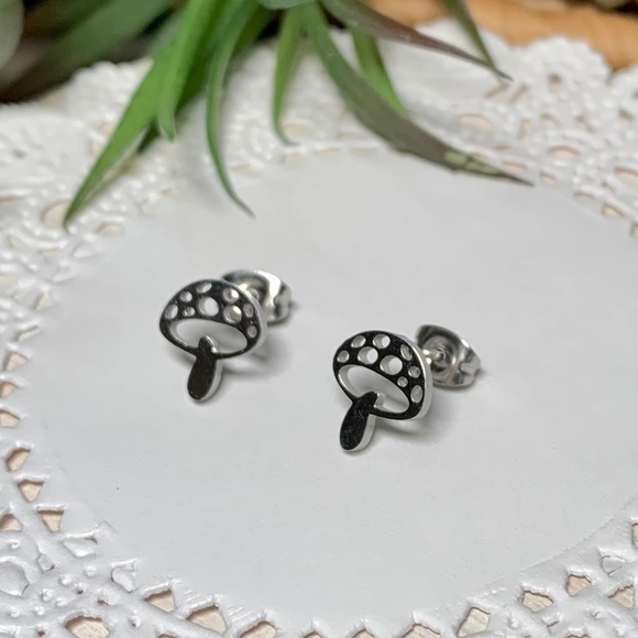 Fairy Mushroom Stainless Steel Earrings - Picture 1 of 9